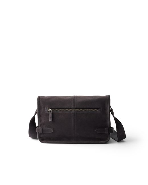 Prada Black Suede Shoulder Bag for men