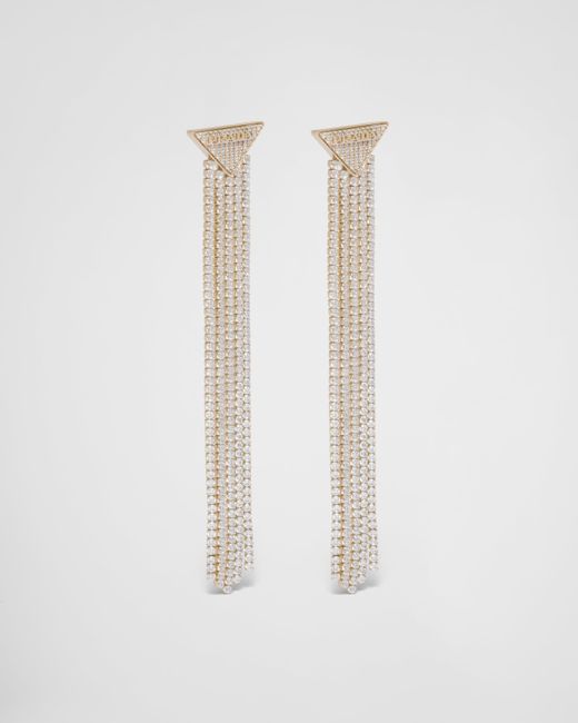 Prada White Crystal Logo Jewels Zirconia Earrings