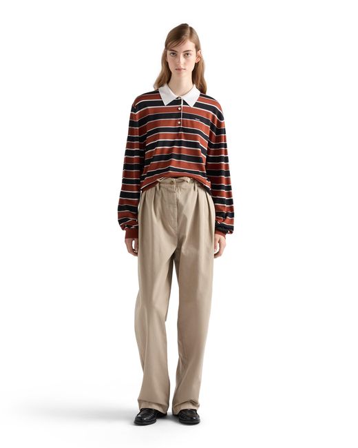 Prada Red Striped Silk Polo Shirt