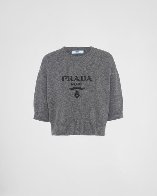 Prada Gray Wool And Cashmere Crew-neck Sweater