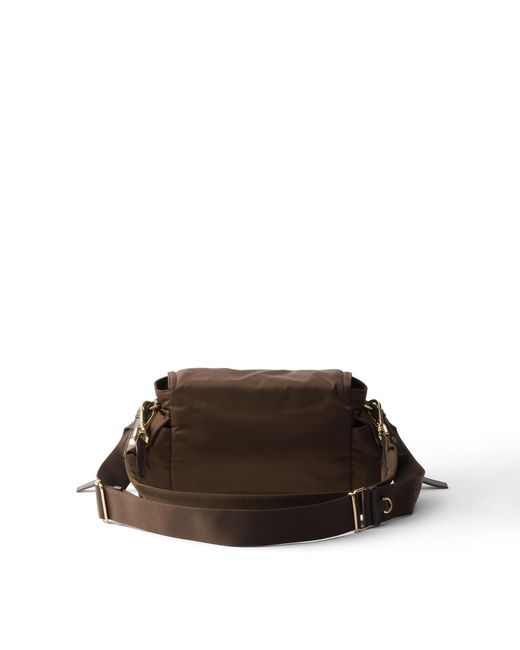 Prada Brown Explore Medium Re-Nylon Shoulder Bag With Flap