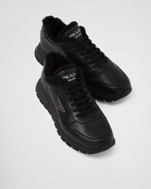 Prada Sneaker Aus Leder in Black für Herren