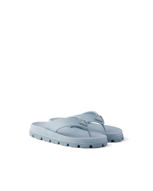 Prada Blue Rubber Thong Sandals