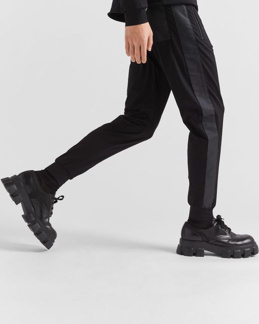 Prada Black Technical Cotton And Re-nylon Pants for men