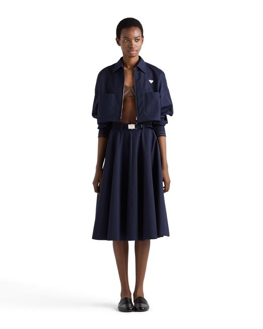 Prada Blue Poplin Midi-Skirt