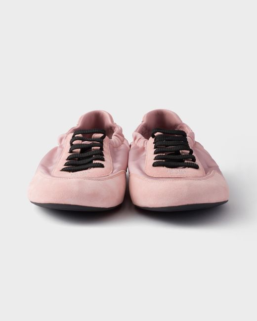 Prada Collapse Re-Nylon And Suede Sneakers in Pink | Lyst