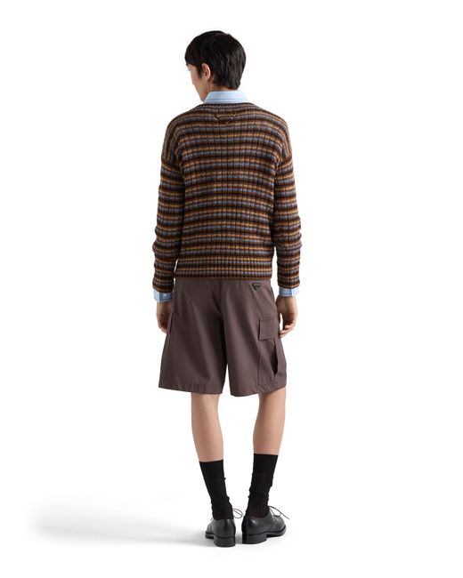 Prada Brown Shetland Wool Boat Neck Sweater for men