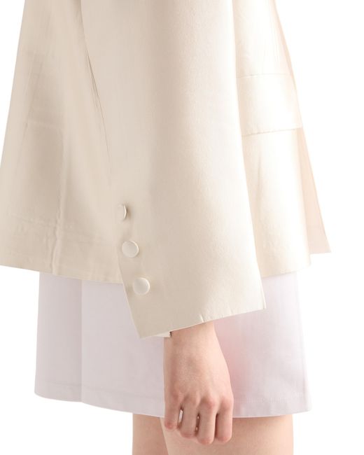 Prada White Single-Breasted Silk And Wool Jacket