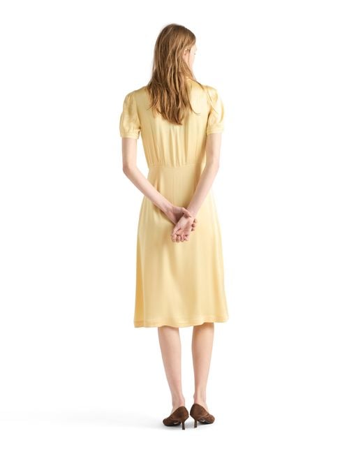 Prada Metallic Satin Crepe Dress, Cream