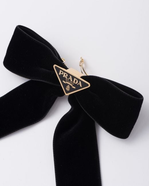 Prada Black Velvet Hair Clip