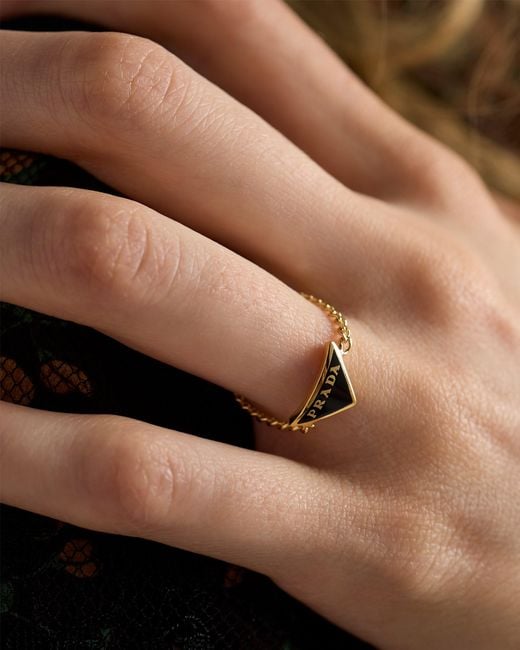 Prada White Enameled Metal Ring