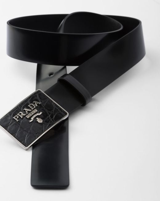 Prada Gürtel Aus Saffiano-Leder in Black für Herren