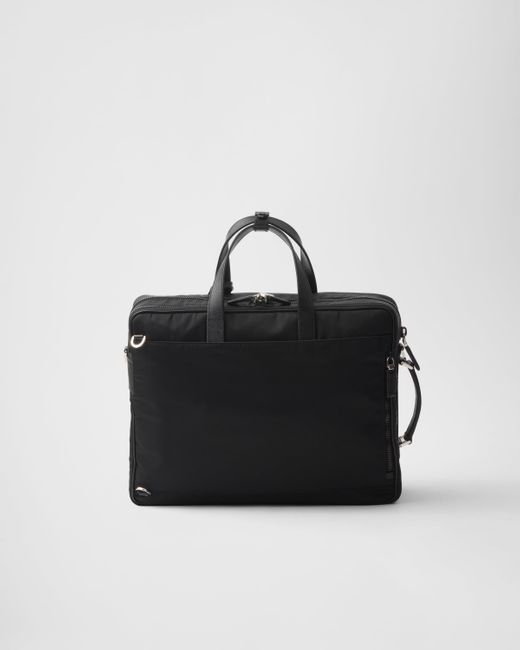 Prada Black Re-Nylon And Saffiano Leather Briefcase for men