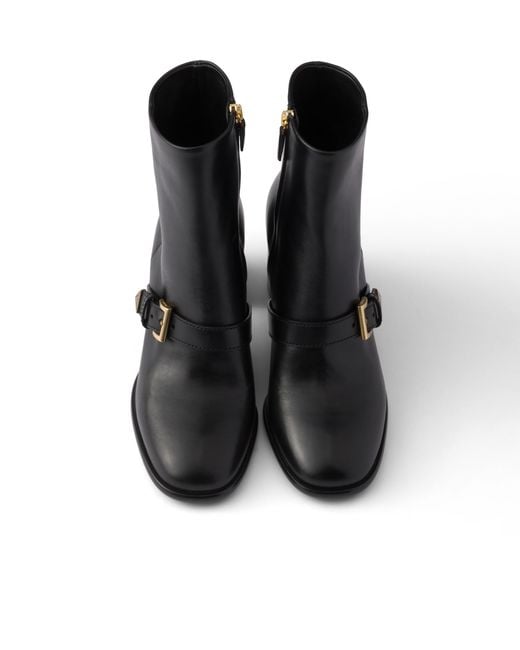 Prada Black Leather Booties