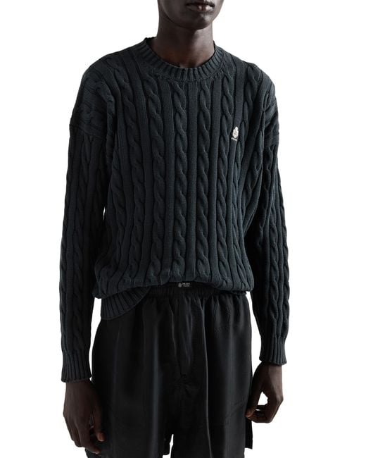 Prada Black Cotton Crew-Neck Sweater for men