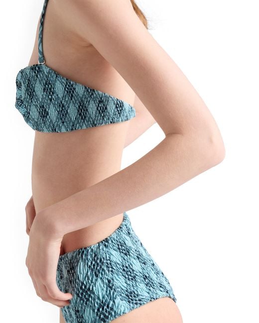 Prada Blue Checked Print Jersey Bikini Bottom