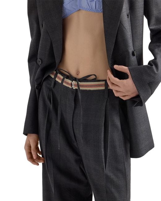 Prada Black Checked Wool Pants
