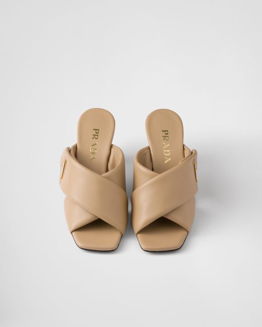 Prada Natural Sandalen Aus Gepolstertem Nappa-Leder