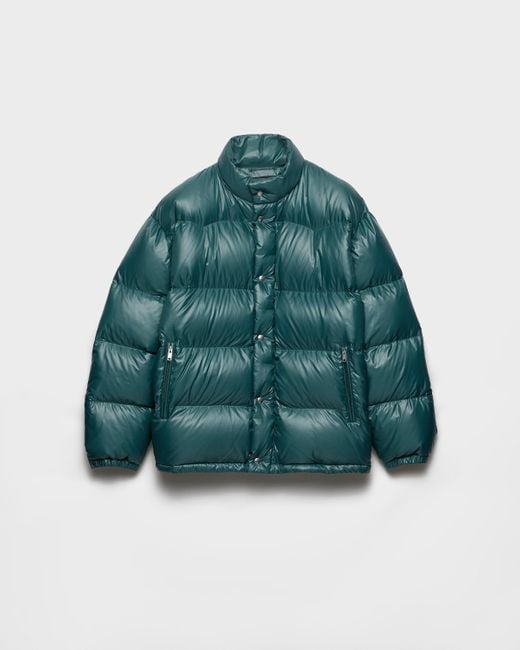 Prada Green Medium-Weight Re-Nylon Down Jacket for men