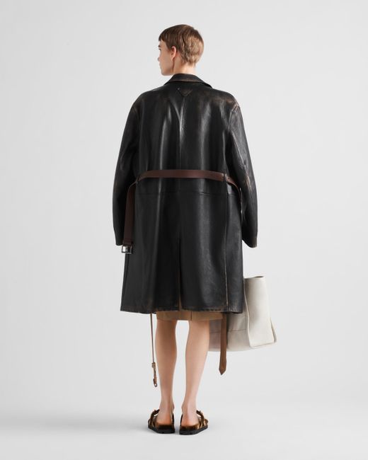 Prada Black Leather Coat