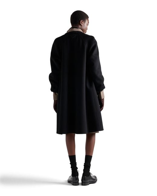 Prada Black Single-Breasted Double Cashmere And Wool Coat