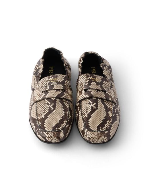 Prada White Shuffle Printed Ayers Leather Loafers