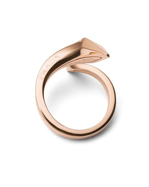 Prada White Eternal Gold Snake Mini Ring In Pink Gold