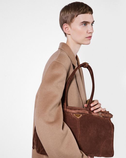 トートバッグ PRADA Large suede shopping bag Prada Large Suede Top Handbag | Saks Fifth Avenue