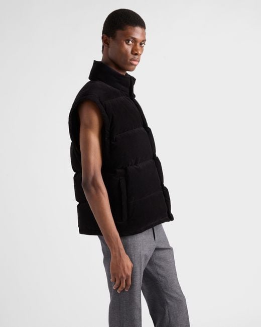 Prada Daunenjacke Aus Mittelschwerem Cord in Black für Herren