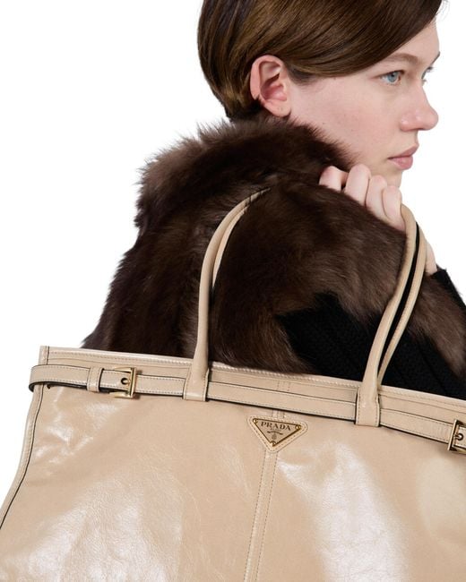 Borsa A Mano Bonnie Extra Large di Prada in Natural