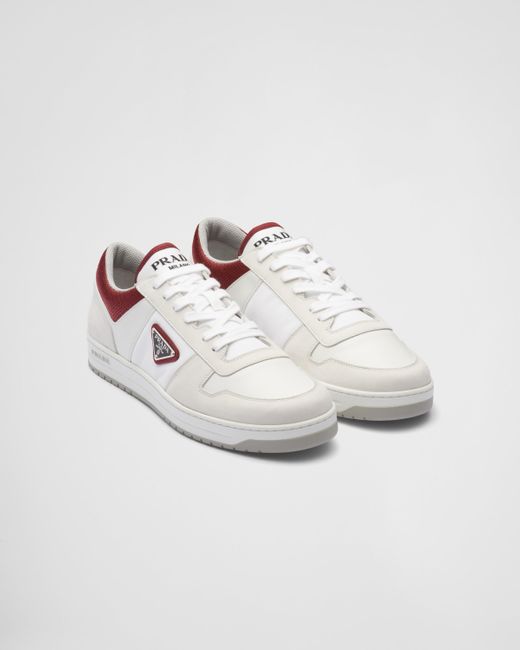 Prada White Downtown Re-nylon Sneakers for men