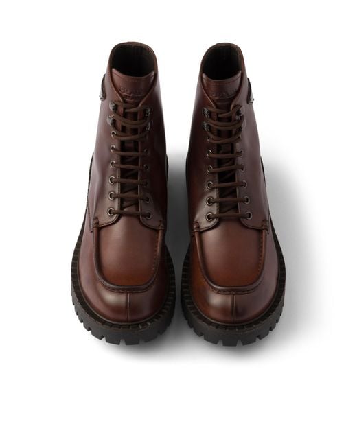Stivaletti Stringati di Prada in Brown da Uomo