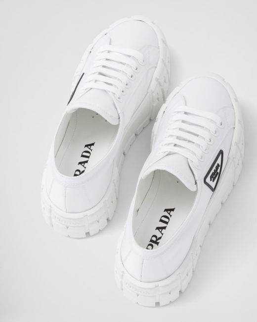 Prada White Double Wheel Re-Nylon Gabardine Sneakers