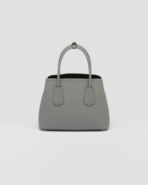 Prada Gray Double Mini Bag Aus Saffiano-leder