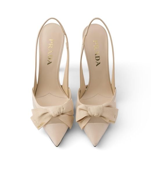 Prada White Mesh Fabric Slingback Pumps