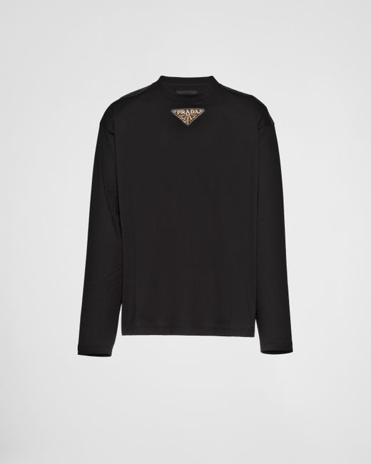 Prada Langärmliges T-shirt Aus Jersey in Black für Herren