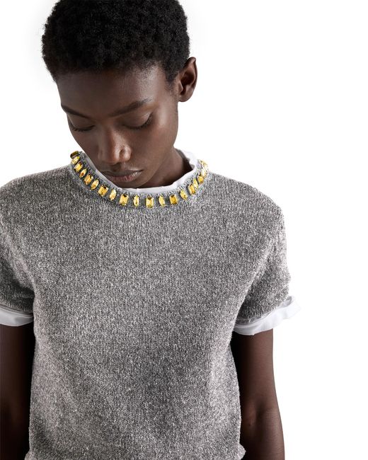 Prada Gray Wool And Cashmere Crew-Neck Sweater