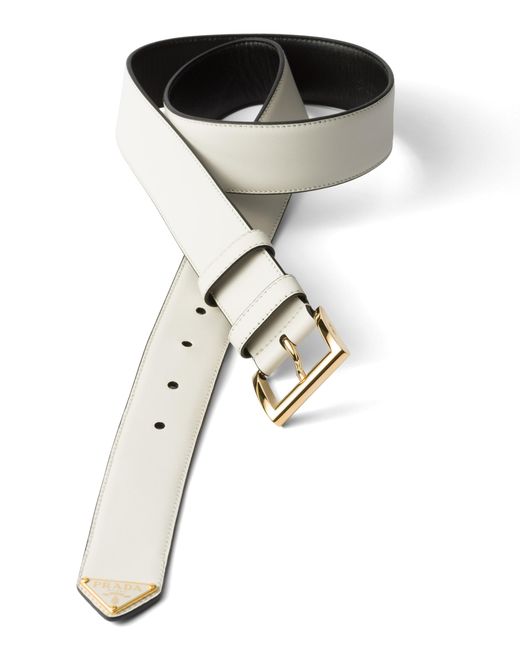 Prada White Leather Belt