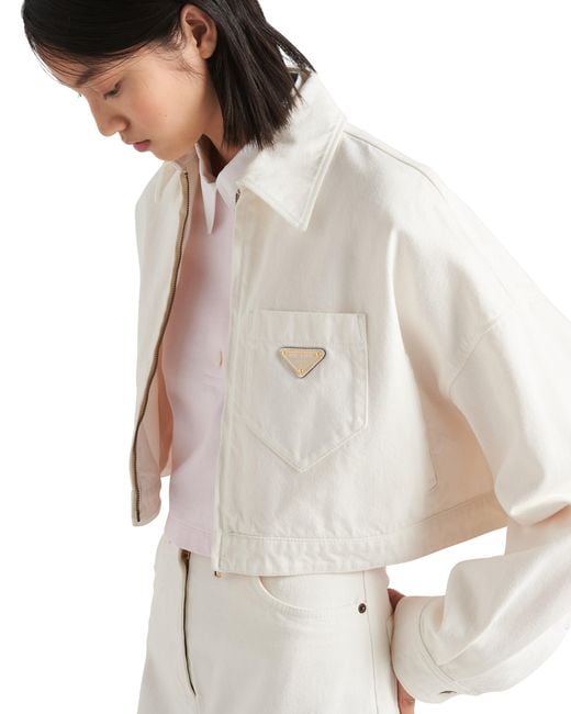 Prada White Denim Blouson Jacket