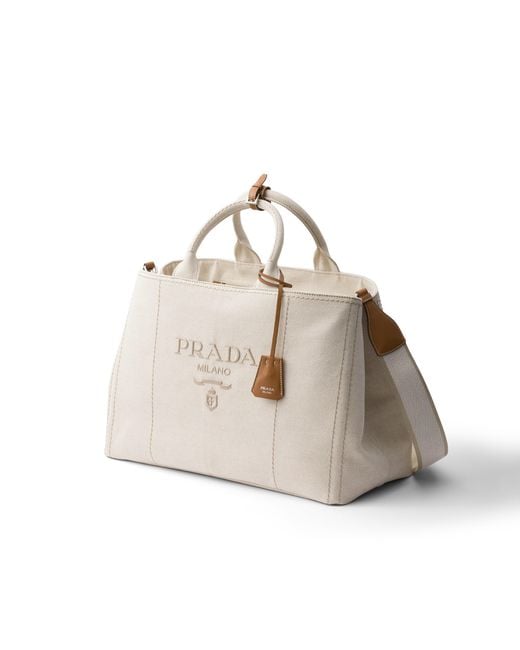 Prada Natural Jardinière Extra-Large Linen Blend Tote Bag for men