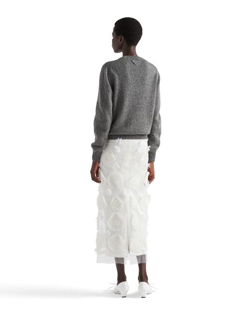 Prada Gray Wool And Cashmere Crew-Neck Sweater