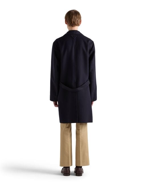 Prada Blue Single-Breasted Wool And Silk Coat for men