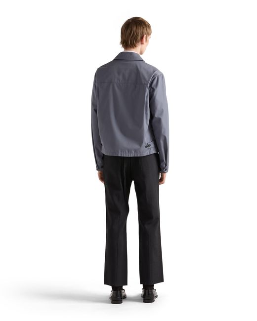 Prada Blue Technical Cotton Zipper Blouson Jacket for men