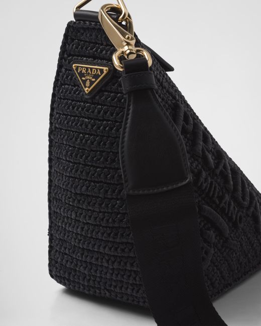 Prada Black Triangle Crochet Shoulder Bag