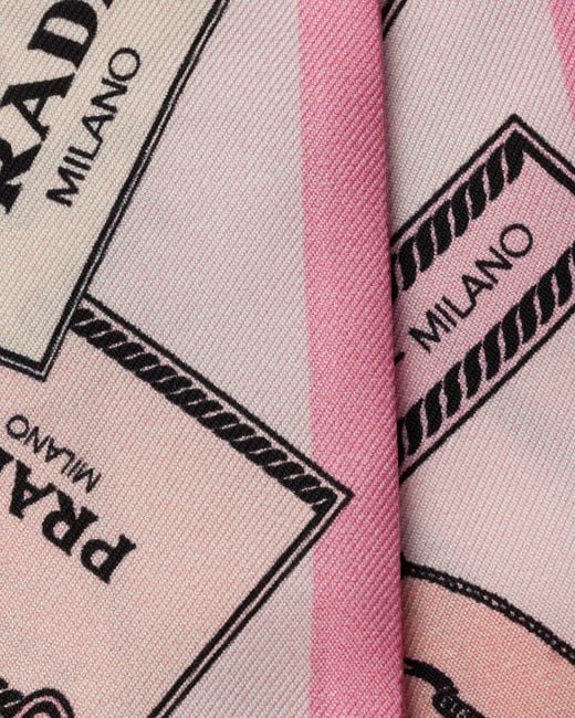 Prada Pink Printed Twill Scarf