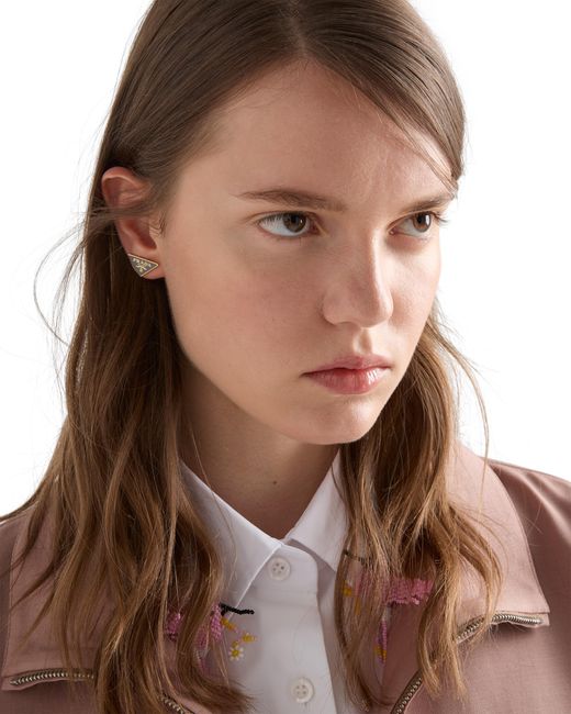 Prada White Enameled Metal Earrings