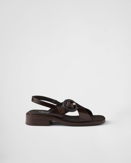 Prada Multicolor Brushed Leather Sandals With Buckle