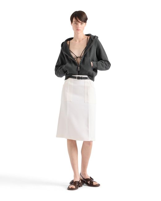 Sudadera De Algodón Con Capucha Y Cremallera, Mujer, Talla Prada de color Black