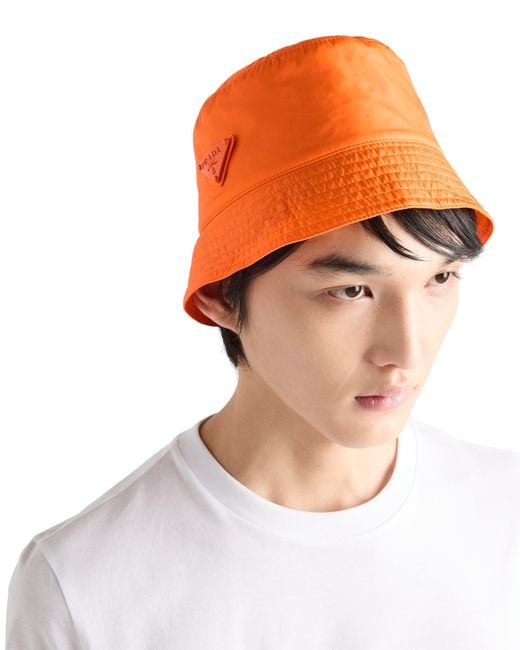 Prada Orange Foldable Re-Nylon Bucket Hat