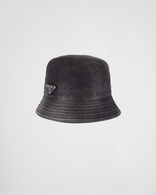 Prada Denim Bucket Hat in Black for Men Lyst